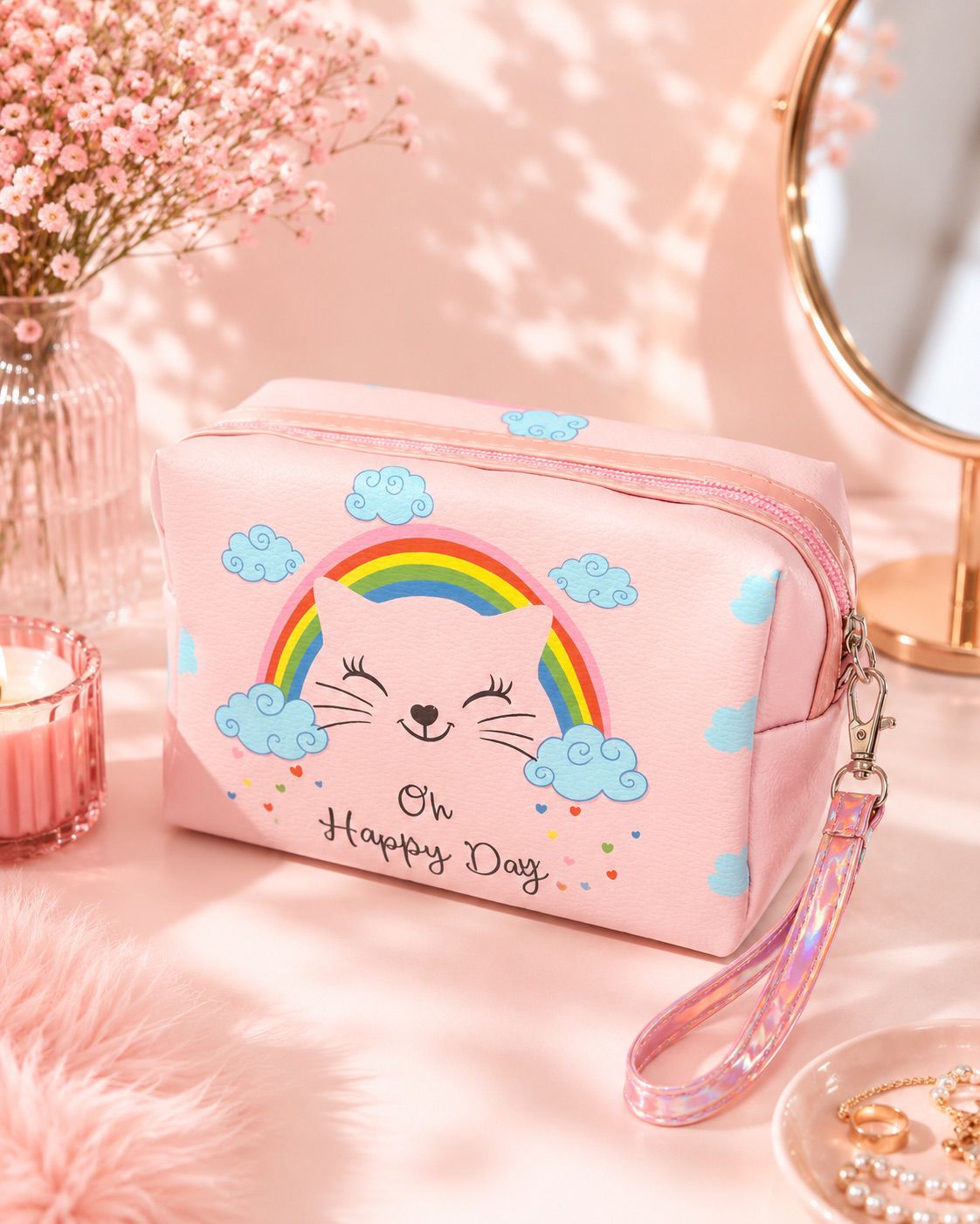 Cosmetiquero diseño Gatito Arcoíris