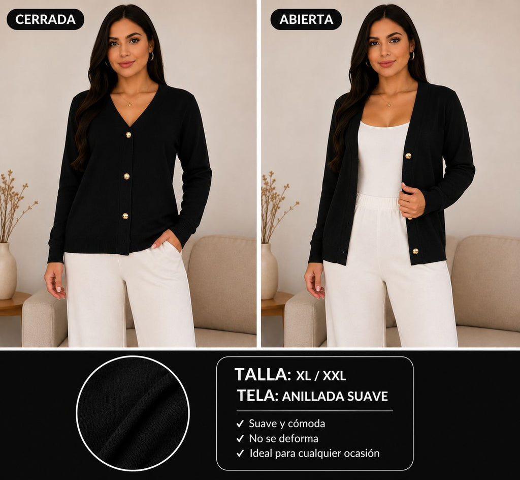 Cardigan botones dorados color blanco