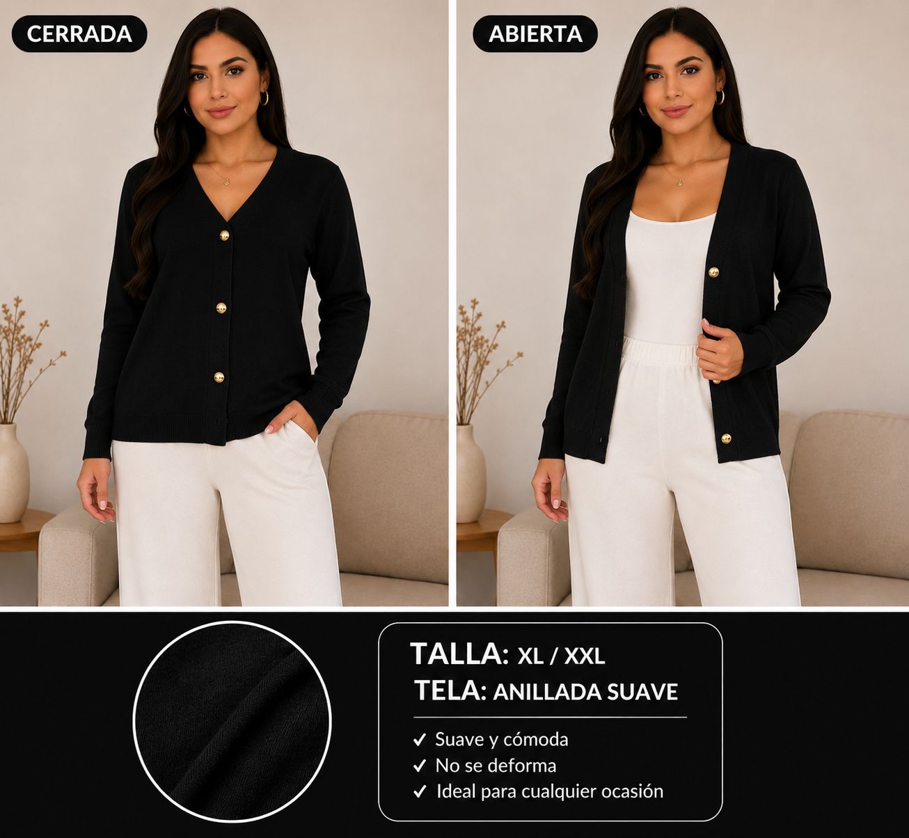 Cardigan botones dorados color blanco