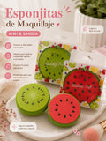 Esponjas de maquillaje diseño frutal kiwi y sandía