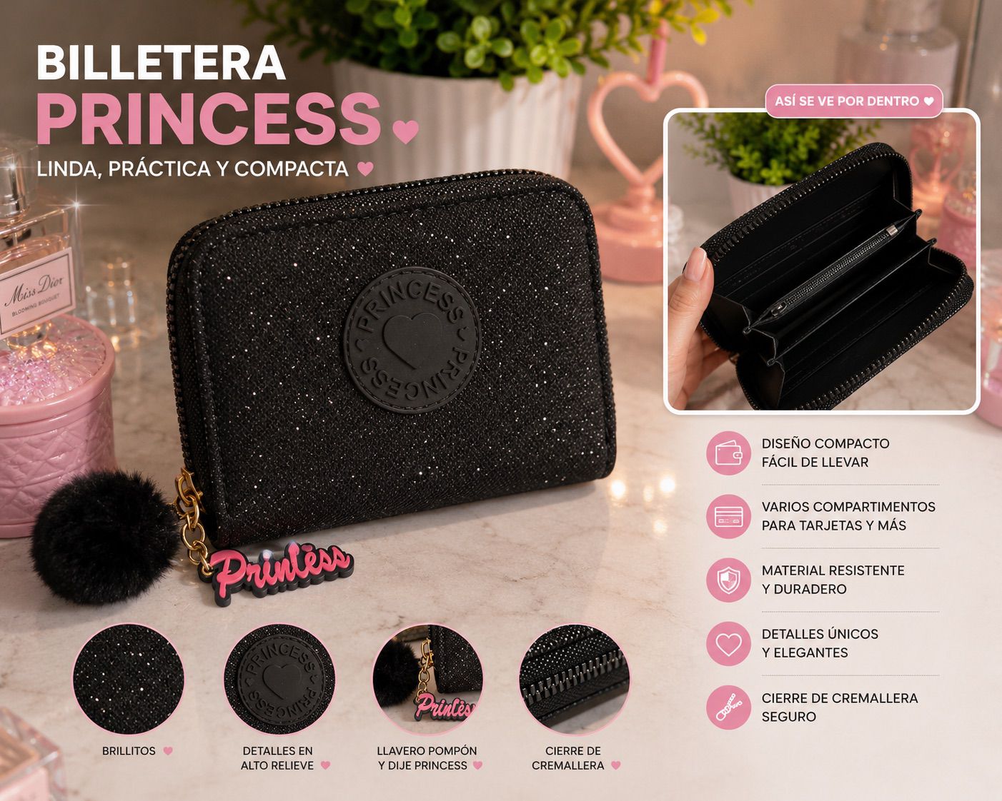 Billetera Princess Negra