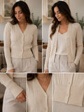 Cardigan acanalado beige