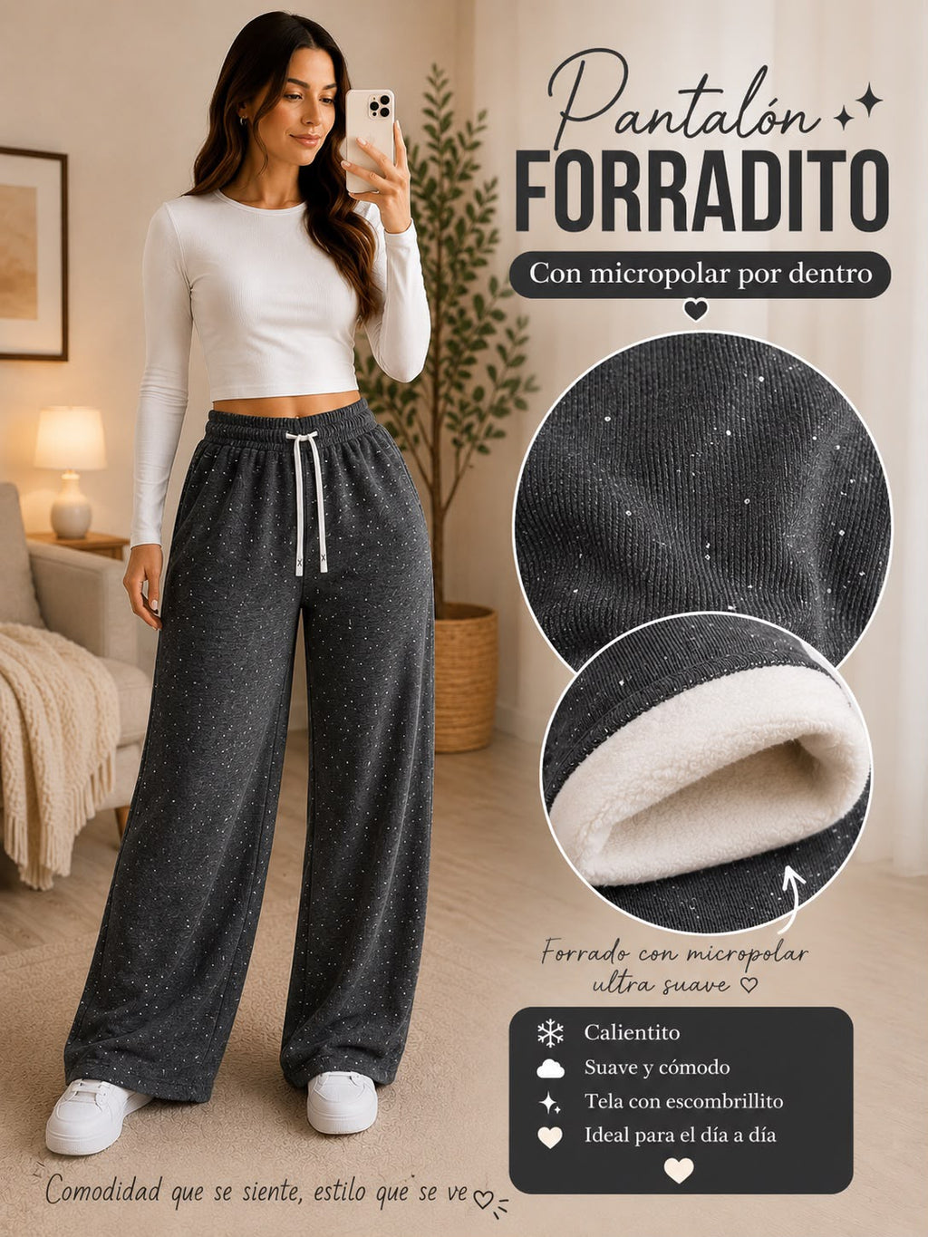 Pantalón Forradito con Micropolar - Gris