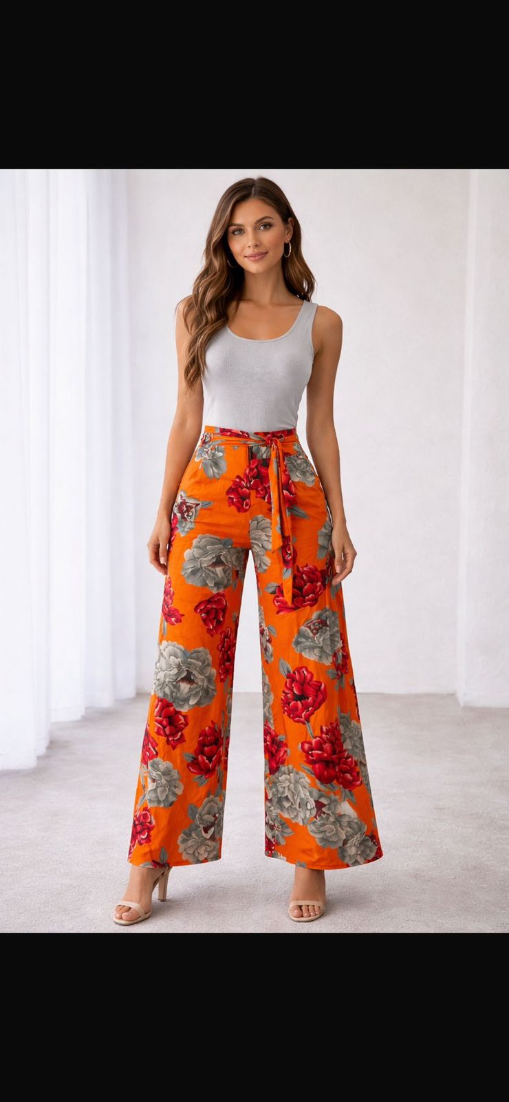 Palazzo Tela Sofía Naranja Floral