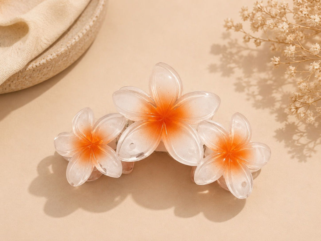 Pinza de flores blanco con naranja